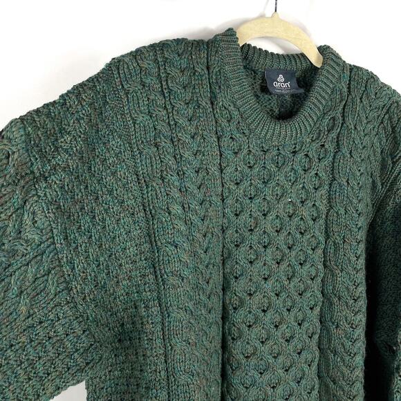 Aran Inisheer Sweater Green Wool Cable Knit Pullover Ireland Sz XL Men's - Picture 6 of 11